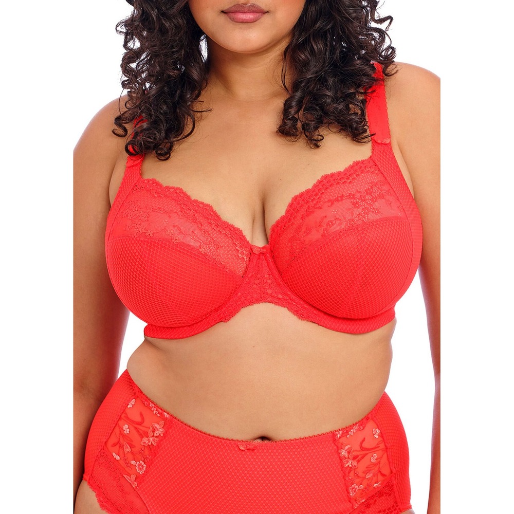 Elomi Charley Salsa Red Stretch Plunge Bra 42DD Underwire J-Hook EL4382SAL New